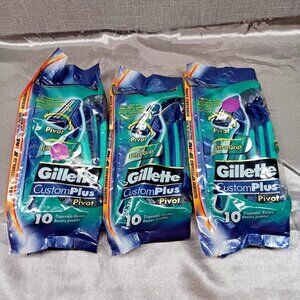 VTG gillette custom plus pivot Ultra Grip 30 total disposable razors NOS 3x10 Pk